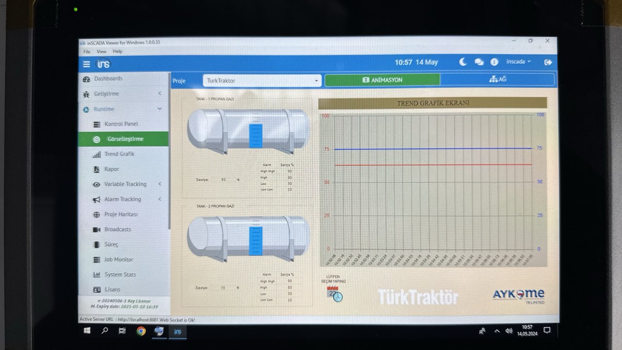 TürkTraktör SCADA kontrol ekranı